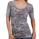 NBA Touch by Alyssa Milano Chicago Bulls Ladies Gray Burnout T-shirt with Crystals (X-Large)