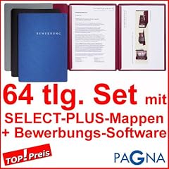 20 dreiteilige Bewerbungsmappen BLAU + 20 DIN B4 Versandtaschen + 20 Adressetiketten + Etikettenvorlage + Bewerbungssoftware + Extras