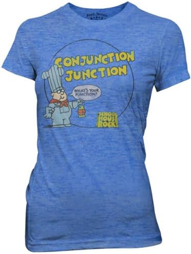 Schoolhouse Rock Conjunction Junction Heather Blue Juniors T-shirt Tee (Juniors Small)
