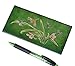 BPLeathercraft Genuine Leather Checkbook Cover, Dragonflies & Iris Flower Pattern