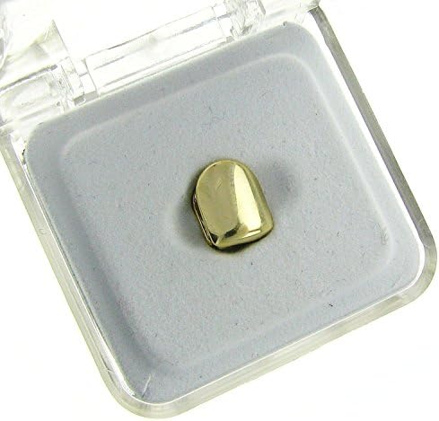 (2 pieces) Gold tone tooth cap Single Hip Hop Bling Tooth Cap - High Polish
