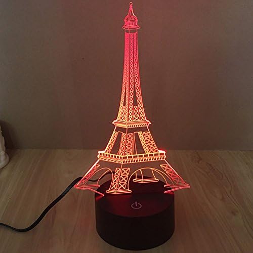 NIEBC RGB 3D 7-Color Gradual Changing LED Touch Switch Visualization Illusion Atmosphere Light Desklamp Nightlight (Eiffel Tower)