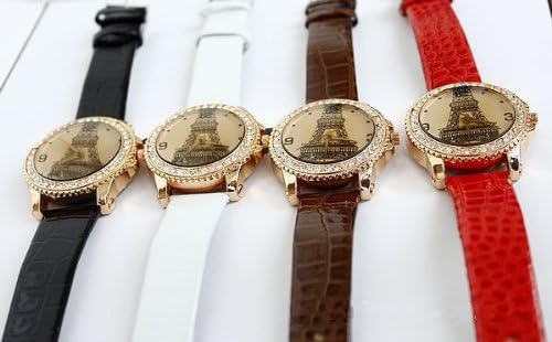 Rhinestone Women Dress Watch Quartz Leather Strap Effiel Tower Decoration Wamage-30