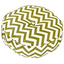 Greendale Home Fashions 20-Inch Round Floor Pillow Zig Zag fabric, Village Green