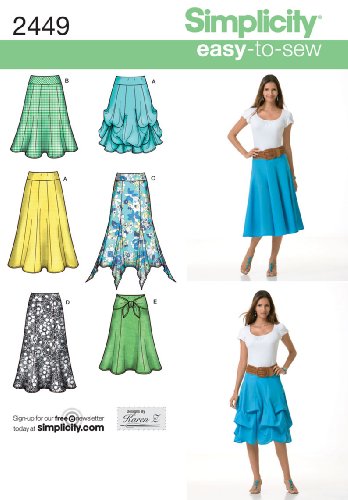 Simplicity Easy-to-Sew Pattern 2449 Misses Pull-on Skirts in 2 Lengths Designs by Karen Z Size 14-16-18-20-22