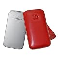 Original Suncase Tasche fuer / Samsung C3520 / Leder Etui Handytasche Ledertasche Schutzhuelle Case Huelle *Speziell - Lasche mit Rueckzugfunktion* In Rot