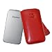Original Suncase Tasche fuer / Samsung C3520 / Leder Etui Handytasche Ledertasche Schutzhuelle Case Huelle *Speziell - Lasche mit Rueckzugfunktion* In Rot