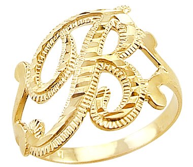 14k Yellow Gold Initial Letter Ring 