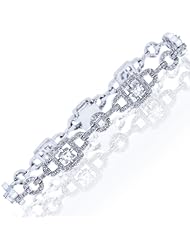 14k White Gold Round and Princess Cut Diamond Link Bracelet 7" (2 3/4Cttw, VS Clarity, F Color)