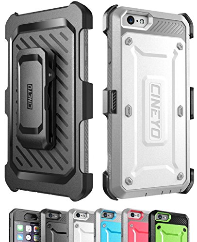 iPhone 6S Plus Case / iPhone 6 Plus Case, CINEYO(TM) Heavy Duty Belt Clip Holster Apple iPhone 6 Plus Case 5.5 inch Full-body Rugged Hybrid Protective Cover with Swivel Belt Clip (iPhone 6S Plus Case / Apple Iphone 6 Plus 5.5" case Black) (White)