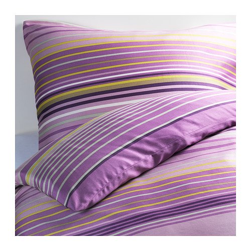 Ikea PALMLILJA Duvet covers lilac 3pc Queen Duvet Covers Stripe, Cotton Lyocell 207 TC