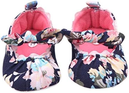 Tevies® 0-18M Baby Toddler Girl Floral Elastic Bowknot Band Toddler Shoes Firstwalker (6-12 Month, Dark Blue)