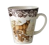 Spode Woodland American Wildlife Collection Winter Scene Beverage Mug 11 ounce - Cougar