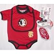 Florida State Seminoles NCAA Infants / Babys / Kids Red and Black Creeper, Bib, and Bootie Set