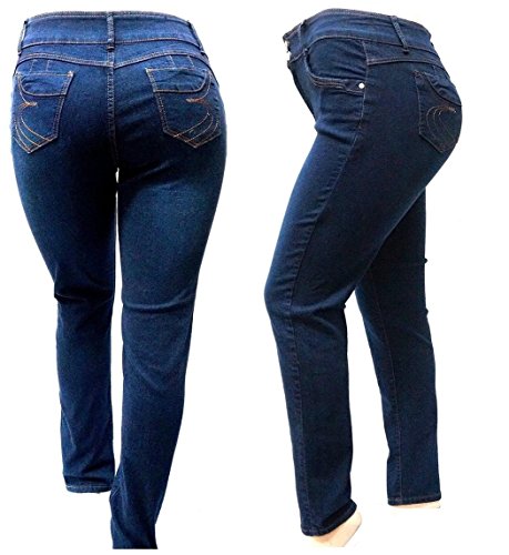 1826 DARK BLUE Stretch DENIM JEANS HIGH WAIST WOMENS PLUS SIZE SKINNY LEG PJ3688