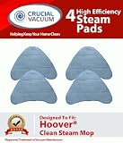 4 Hoover Steam Mop Pads Designed To Fit WH20200 Steam Mop, WH20300 Canister Steam Cleaner; Compare To part # WH01000; Designed & Engineered By Crucial Vacuum