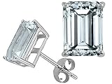 2.00 cttw Genuine 7x5 Emerald Cut Aquamarine Earrings in 14k White Gold