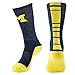 College Edition Men's Champ preformance Crew Sock, Navy/Yellow, Large 10-13