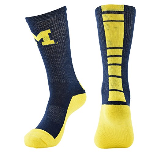 NCAA Michigan Wolverines Women's Champ Performance Crew Socks, Yellow, Medium