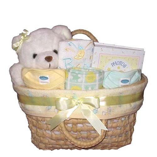 Hugs and Kisses New Baby Gift Basket - Great Shower or Christmas Holiday Gift Idea for Newborns