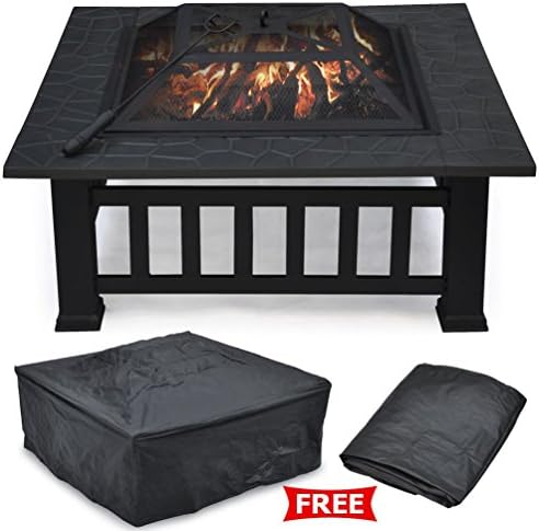 Garden Outdoor BBQ Grill Brazier 32" Metal Patio Heater Firepit Stove Fire Pit