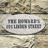 Granite Oval Rockport Address Plaque - Gold, Natural - Grandin Road