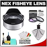 Sony VCL-ECF1 .62x Fisheye Converter Lens with 3 UV/FLD/PL Filters + Cleaning Kit for Alpha NEX-3. NEX-C3, NEX-5, NEX-5N, NEX-7 & E-Mount 16mm f/2.8 Lenses
