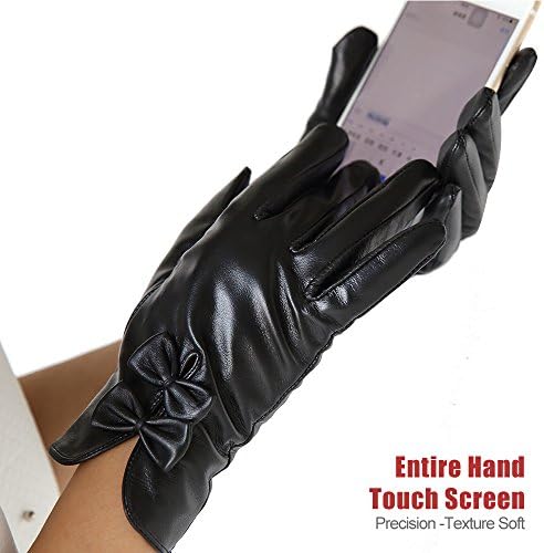 Womens Winter Warm&amp;soft Import Goatskin Leather Gloves (2XL(8 1/2"-9"), Black-Touch Screen(Entire Hand)Five Star)