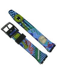 17mm Musical Instruments Design Watch Band for Swatch- FREE SPRING BARS