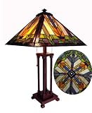 Dahlia Anemone Tiffany-style 2-lights Mission Table Lamp 17 Shade