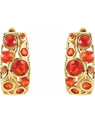 14K Yellow Gold Mexican Fire Opal Earrings -- LIFETIME WARRANTY