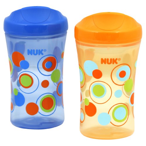 NUK Gerber Graduates Learning System 2 Pack Spout Learning Cup, Blue/Orange Dots, 10-Ounce