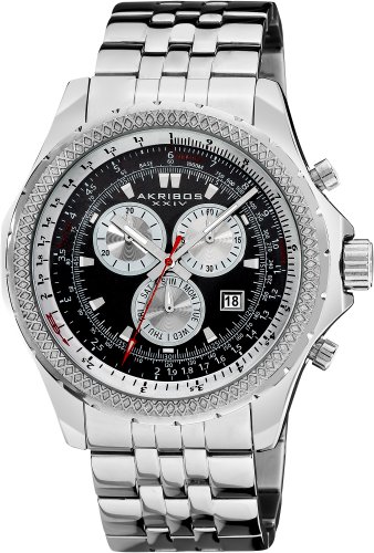 Akribos XXIV Men's AK517BK Large Chronograph Bracelet Watch