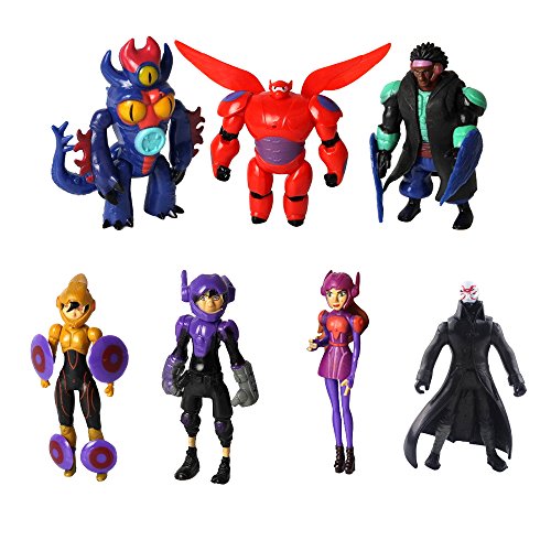 5STOY® NEW Big Hero 6 New Baymax Hiro 7pcs Figures Set With Weapon Toy Dolls 4" to 5"