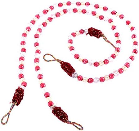 Oetech Durable 1 Pair of Crystal Curtain Tieback/Beaded Rope Tie Red