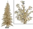6' Pre-Lit Champagne Wide Cut Tinsel Artificial Christmas Tree - Clear Lights
