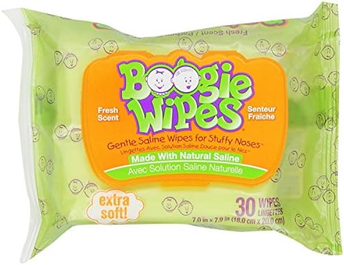 Boogie Wipes Natural Saline 30 Count per Pack (4 Pack)