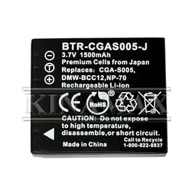 Kinamax BTR-CGAS005-J 1500mAh CGA-S005 NP-70 Replacement Battery for Panasonic and... by Kinamax