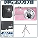 Olympus FE-370 Super-Slim Digital Camera Kit, Pink with 1 GB Mirco SD Memory Card, Camera Bag. Table Top Tripod