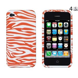Orange Zebra Striped Flexible TPU Gel Case for Apple iPhone 4, 4S (AT&T, Verizon, Sprint)