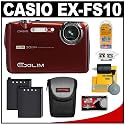 Casio Exilim EX-FS10 High Speed Digital Camera (Red) + Two (2x) NP-60 Batteries + Case + Cameta Bonus Accessory Kit