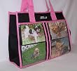 Designer Dog Carrier - Open Top Customizable Photo Pet Carrier - Black and Pink