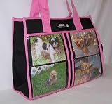 Designer Dog Carrier - Open Top Customizable Photo Pet Carrier - Black and Pink