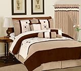 Queen Size Taupe / Beige Brown Modern Style Micro Suede Comforter Set Beddi ....