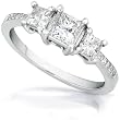1.00ctw Three Stone Princess Diamond Engagement Ring in 14kt White Gold (HI/I1-I2)