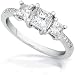 1.00ctw Three Stone Princess Diamond Engagement Ring in 14kt White Gold (HI/I1-I2)