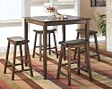 Ashley Medium Brown Finish High Table & 4 Bar Stools
