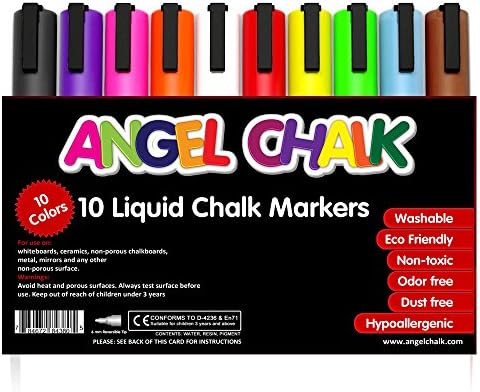 Liquid Chalk Markers-10-pack of Fluorescent Markers-high Quality Liquid Chalk Pens- Reversible Tip Markers-use Chisel Tip or Bullet Tip-easy Wet Erase Markers- Unleash Your Creativity on Windows-glass-whiteboards-blackboards-metal and More