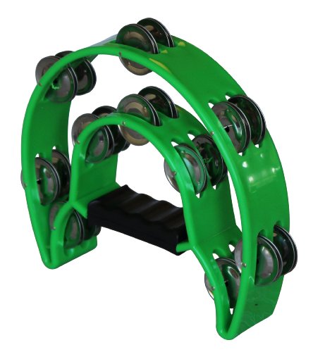 YMC Half Moon Double Cutaway EZ Grip Tambourine 20 Jingles Green 