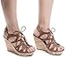 Lace Up Sling Back Faux Corkscrew Platform High Wedge Sandals